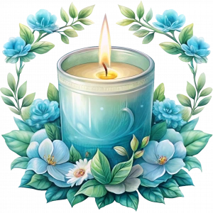 Mavi Çiçekli Mum Duvar Stickerı