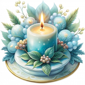 Mavi Yemişli Mum Duvar Stickerı