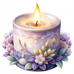 Mor Çiçekli Mum Duvar Stickerı