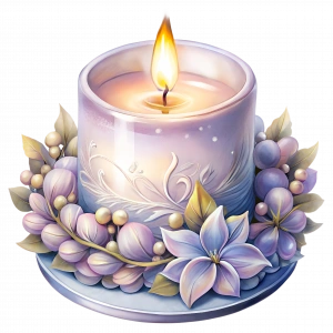 Mor Çiçekli ve Meyveli Mum Duvar Stickerı