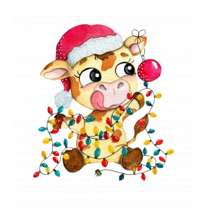 Noel Işıklı İnek Duvar Stickerı