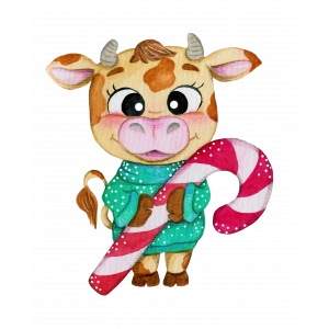 Noel Şekerlemeli İnek Duvar Stickerı