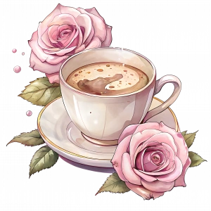 Pembe Güllü Kahve Fincanı