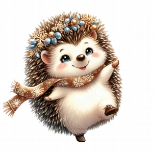 Şapkalı ve Atkılı Kirpi Duvar Stickerı