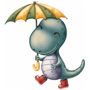 Şemsiyeli Dinozor Duvar Stickerı