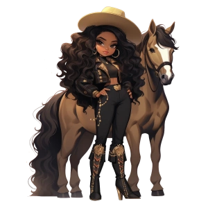 Siyah Deri Ceketli Havalı Kovboy Kız Duvar Stickerı