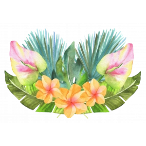 Tropikal Yapraklı ve Çiçekli Düzenleme