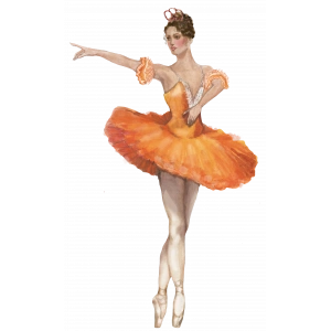 Turuncu Elbiseli Balerin Duvar Stickerı