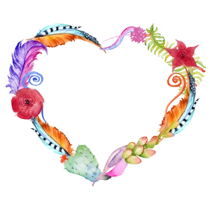 Tüylü ve Çiçekli Kalp Çerçeve