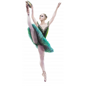 Yeşil Elbiseli Balerin Duvar Stickerı