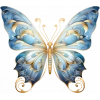 Altın Detaylı Mavi Kelebek Duvar Stickerı