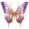 Altın Detaylı Mor Kelebek Duvar Stickerı
