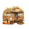 Ayıcık ve Kabaklı Sonbahar Karavanı Duvar Stickerı