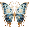 Büyük İşlemeli Mavi Kelebek Duvar Stickerı