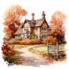 Çitli Yolu Olan Sonbahar Evi Duvar Stickerı