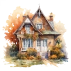 Detaylı Sonbahar Köy Evi Duvar Stickerı