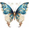 İşlemeli Mavi Kelebek Duvar Stickerı