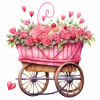 Kalpli ve Çiçekli Pembe El Arabası Duvar Stickerı