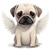 Kanatlı Pug Yavrusu Duvar Stickerı