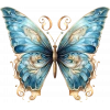 Kıvrımlı Detaylı Mavi Kelebek Duvar Stickerı