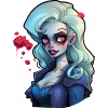 Mavi Saçlı Kan Damlalı Zombi Kız Duvar Stickerı