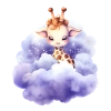 Mor Bulutlar Arasından Bakan Sevimli Zürafa Duvar Çıkartması