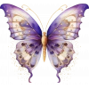 Mor ve Altın Uçlu Kelebek Duvar Stickerı