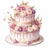 Pembe Güllü İki Katlı Pasta Duvar Stickerı