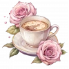 Pembe Güllü Kahve Fincanı