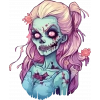 Pembe Saçlı Yaralı Zombi Kız Duvar Stickerı