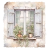 Saksıda Bitkili ve Panjurlu Pencere Duvar Stickerı