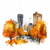 Şehir Manzaralı Sonbahar Caddesi Duvar Stickerı