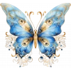 Taşlı Mavi Kelebek Duvar Stickerı