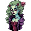 Yeşil Saçlı Zombi Kız Duvar Stickerı