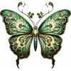 Yeşil ve Altın İşlemeli Kelebek Duvar Stickerı