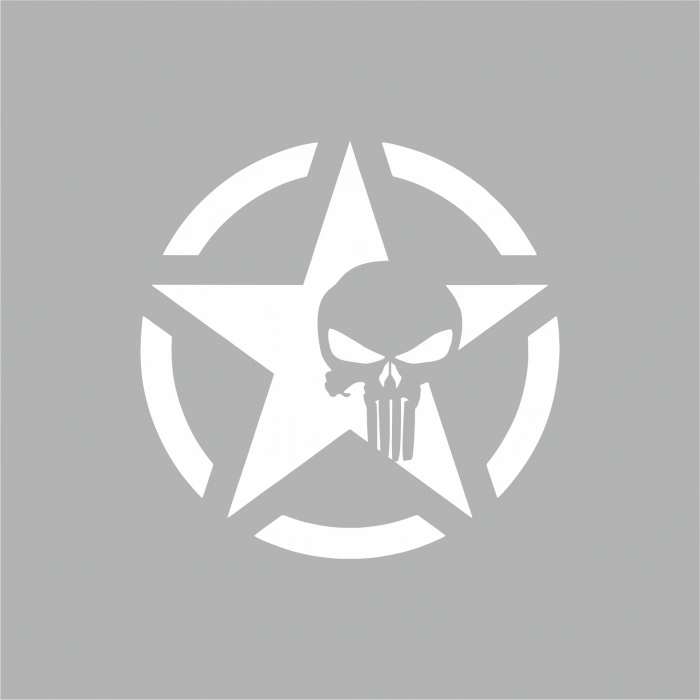 Yıldız Punisher Kurukafa Sticker17x17 Cm Beyaz