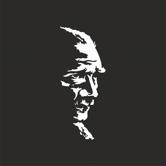 Atatürk Silüet Sticker17x17 Cm Beyaz