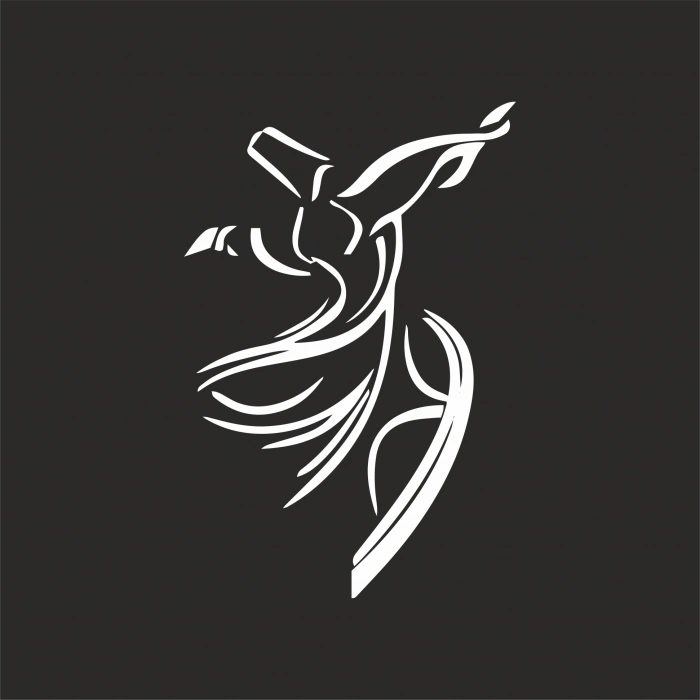 Mevlana Silüet Sticker17x17 Cm Beyaz