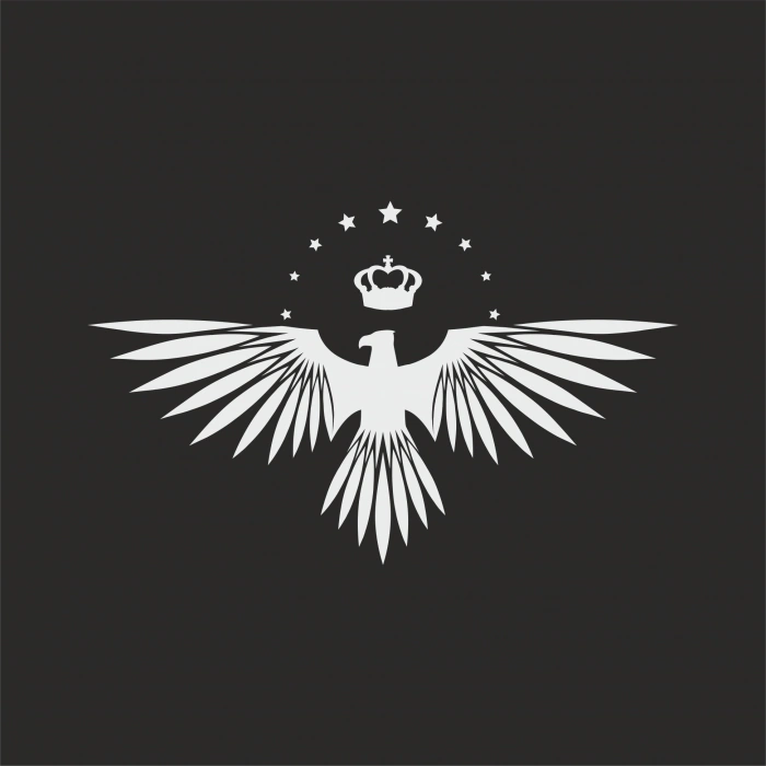 Yıldızlı Kartal  Oto Sticker17x17 Cm Beyaz