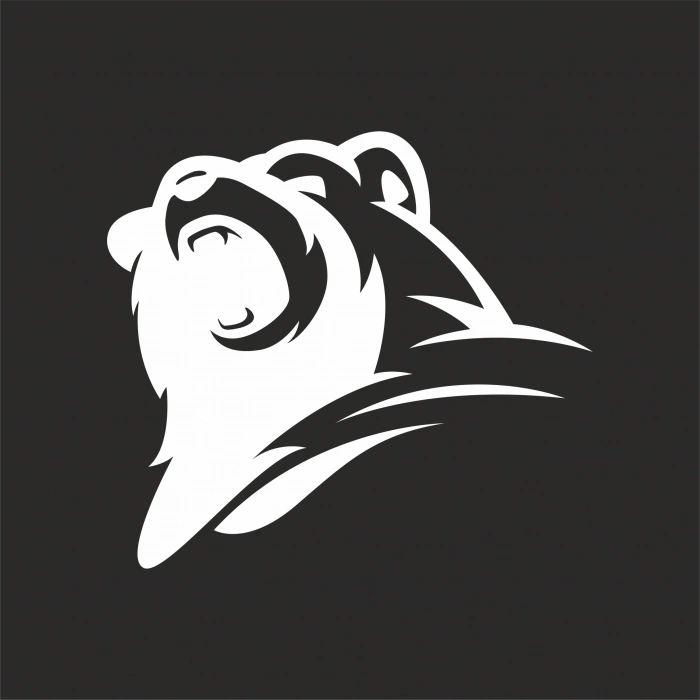 Ayı Kafası Sticker 17x17 Cm Beyaz