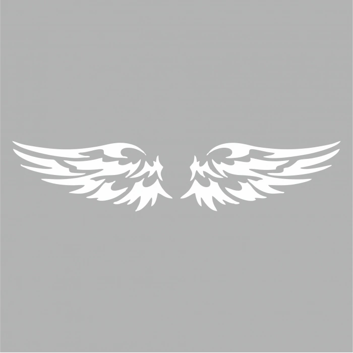 Çift Kanat Oto Logo Sticker  17x17 Cm Beyaz