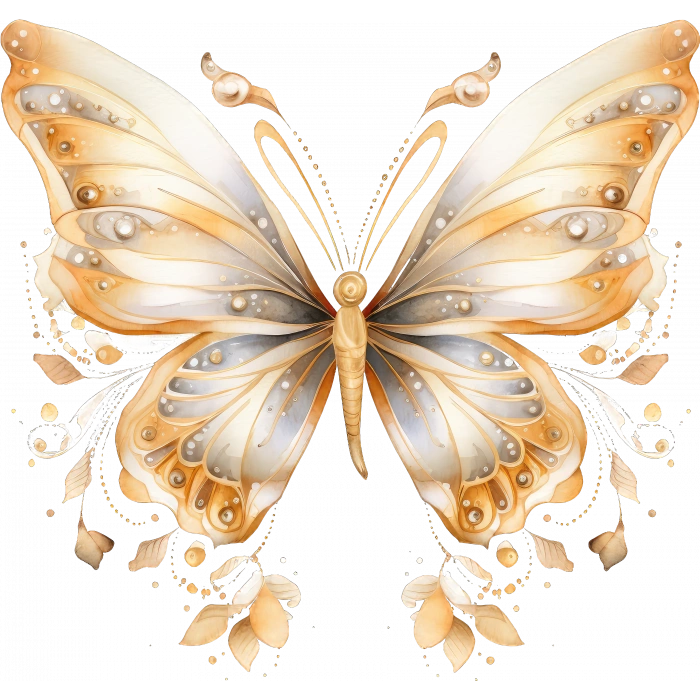 Altın Parıltılı Kelebek Duvar Stickerı