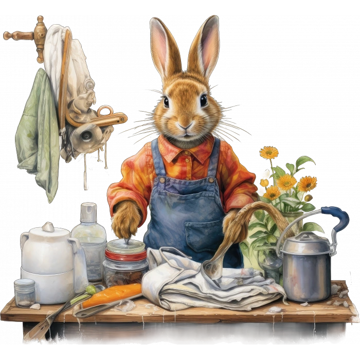 Aşçı Tavşan Mutfakta Duvar Stickerı