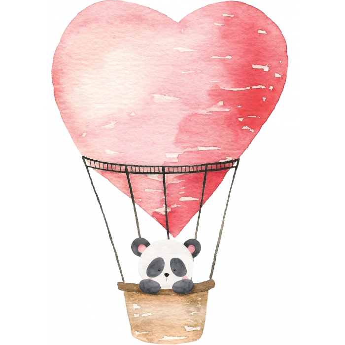 Balon Sepetinde Panda Duvar Stickerı