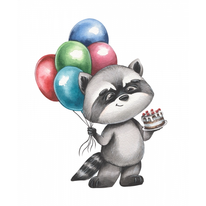 Balonlu Rakun Duvar Stickerı