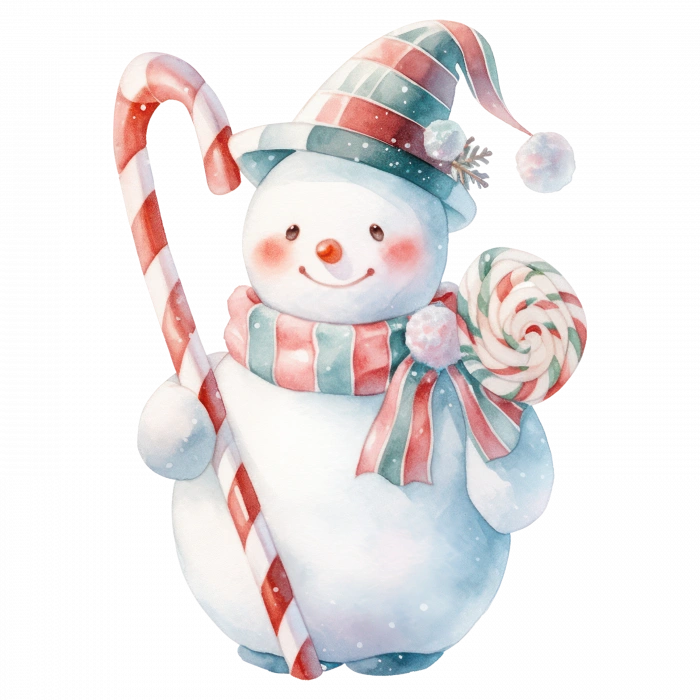 Baston Şekerli Karlı Adam Duvar Stickerı