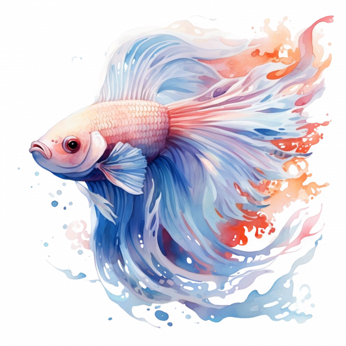 Beyaz-Pembe-Mavi Beta Balığı Duvar Stickerı