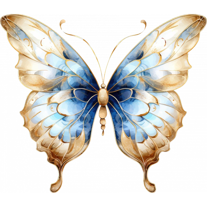 Beyaz ve Mavi Tonlarında Kelebek Duvar Stickerı