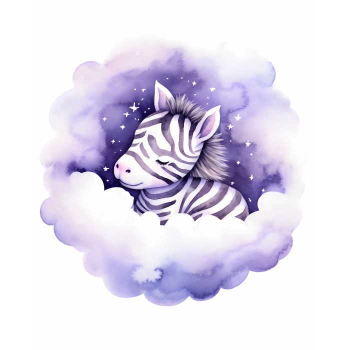 Bulut Üzerinde Uzanan Zebra Yavrusu Duvar Stickerı