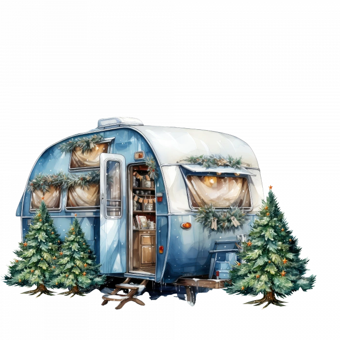 Çam Ağaçlı Kış Karavanı Duvar Stickerı